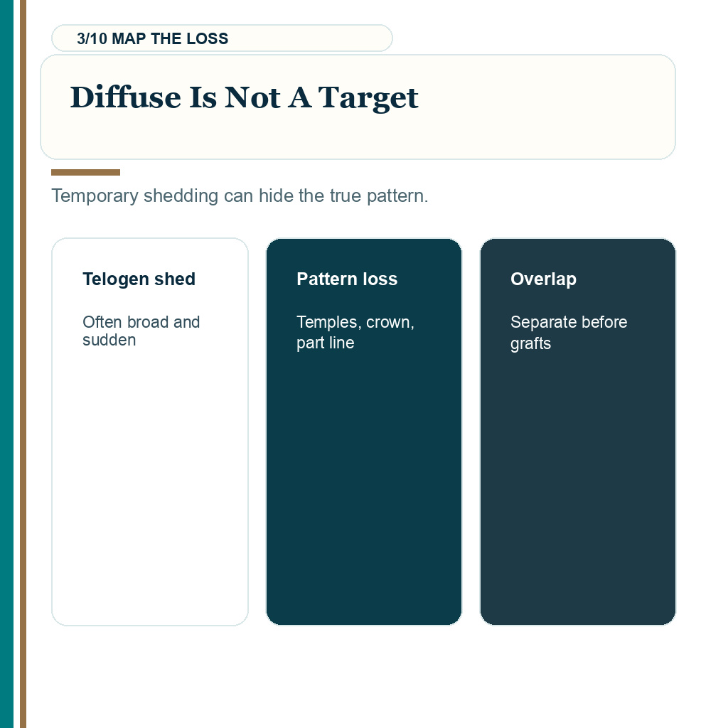 Telogen effluvium hair transplant carousel slide 3 of 10 about diffuse is not a target.