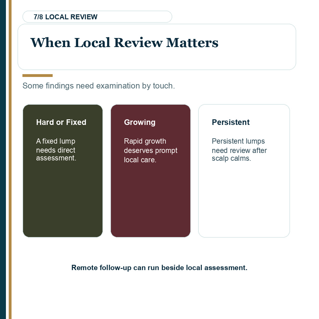 Tender neck lump after FUE explaining when local review matters.