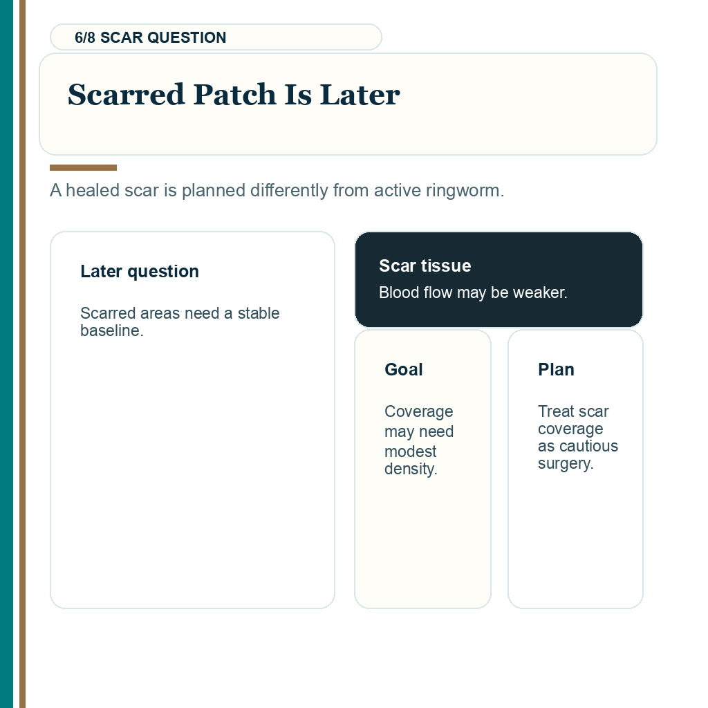 Tinea capitis hair transplant planning carousel slide 6 of 8 about scarred patch is later.