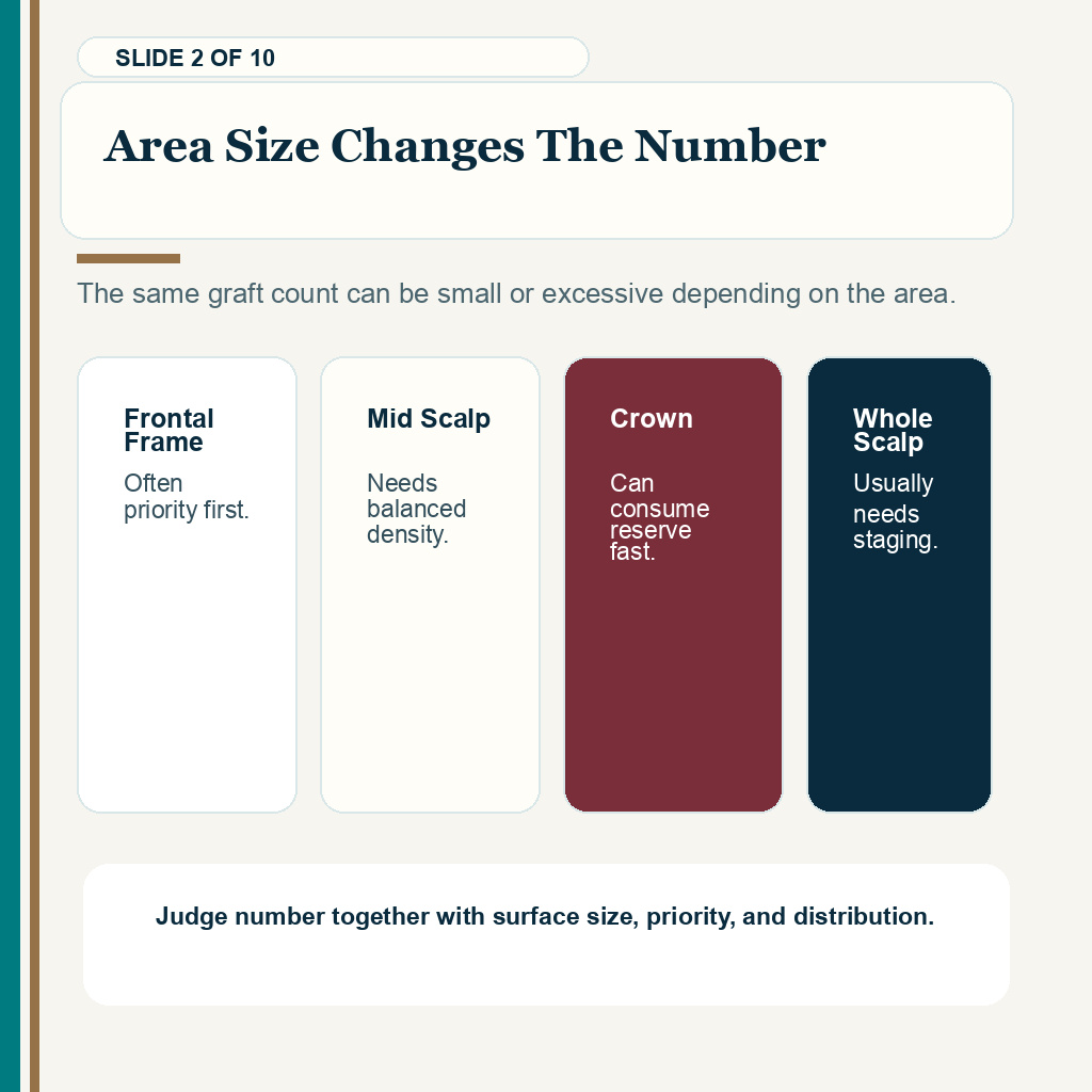 Area size changes the number when judging whether a high graft number is safe for a hair transplant.