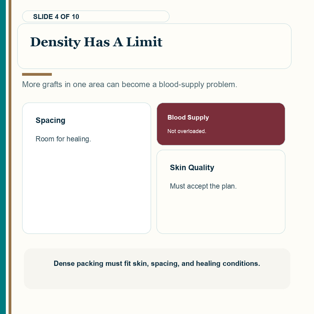 Density has a limit when judging whether a high graft number is safe for a hair transplant.