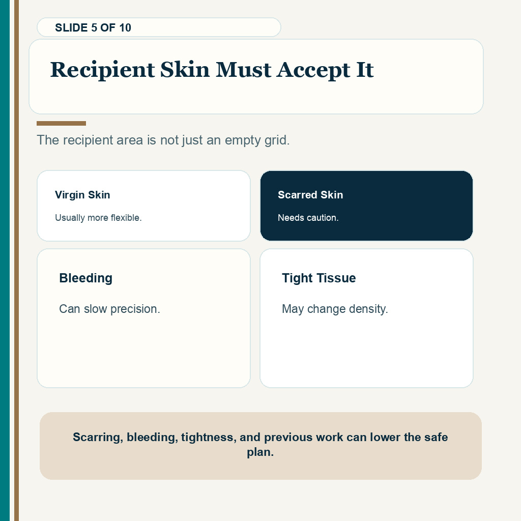Recipient skin must accept it when judging whether a high graft number is safe for a hair transplant.