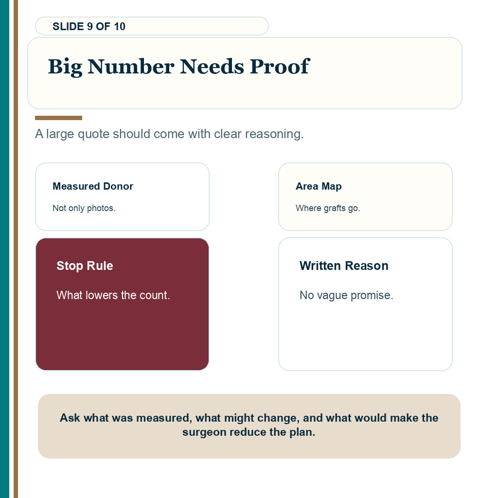 Big number needs proof when judging whether a high graft number is safe for a hair transplant.
