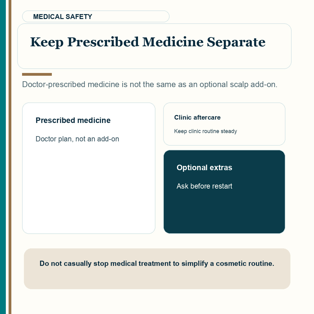 Too many treatments after FUE carousel slide 2 about keep prescribed medicine separate.
