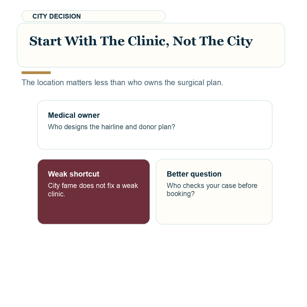 Top Turkish hair transplant cities support visual about start with the clinic not the city