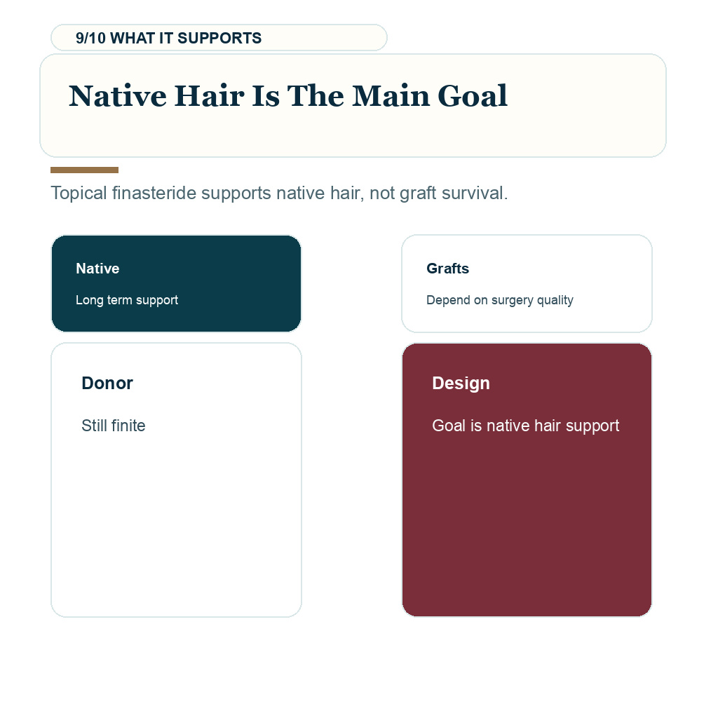 Topical finasteride after hair transplant, native hair is the main goal.
