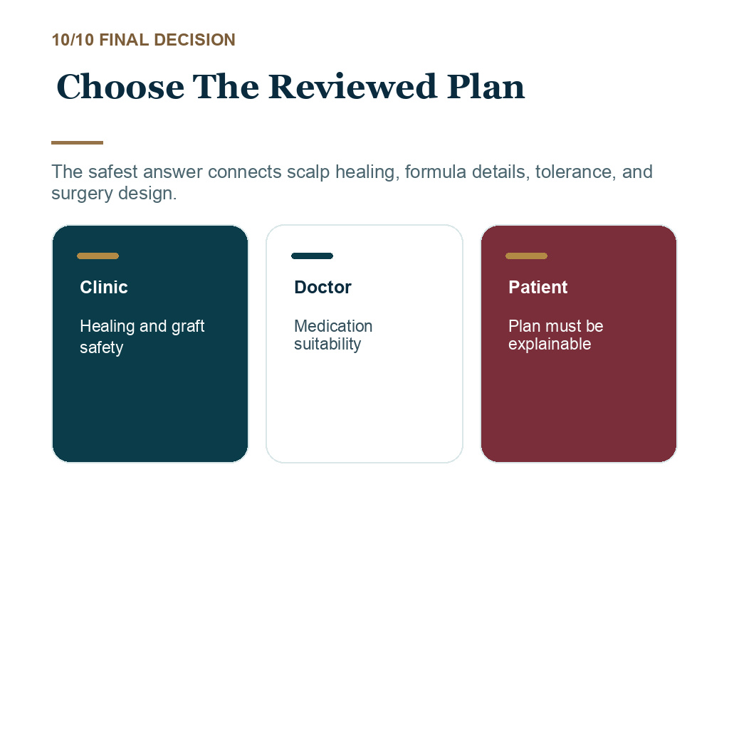 Topical finasteride after hair transplant, choose the reviewed plan.