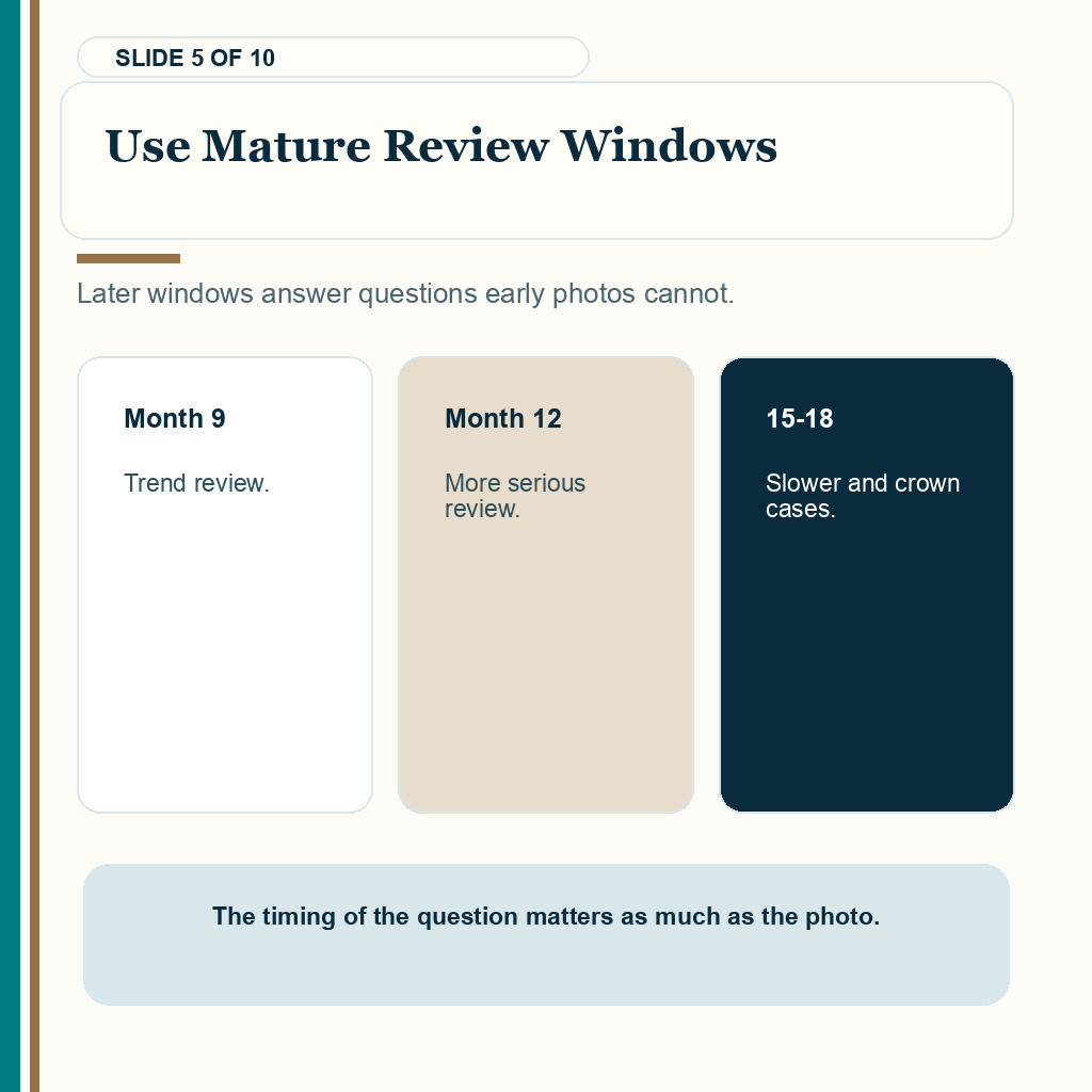 Mature review windows for judging hair transplant growth.