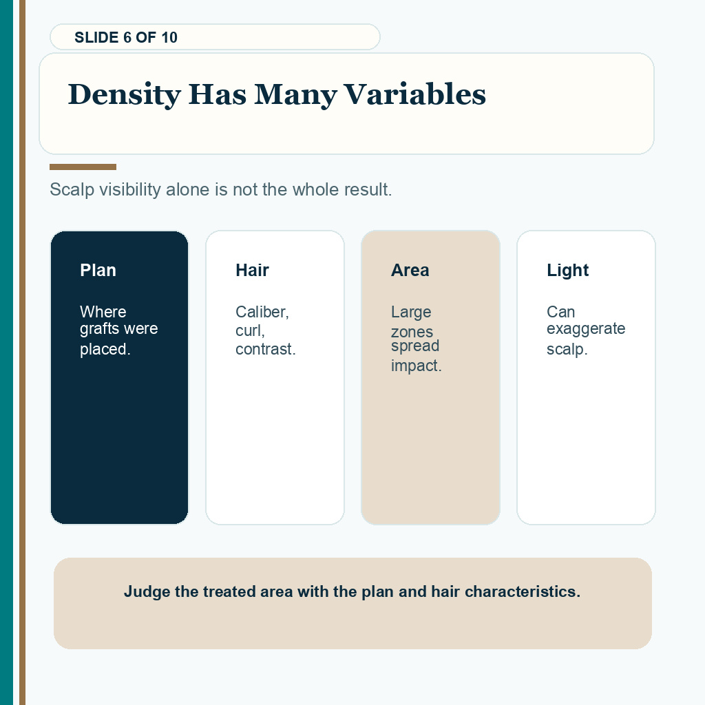 Variables that affect hair transplant density appearance.