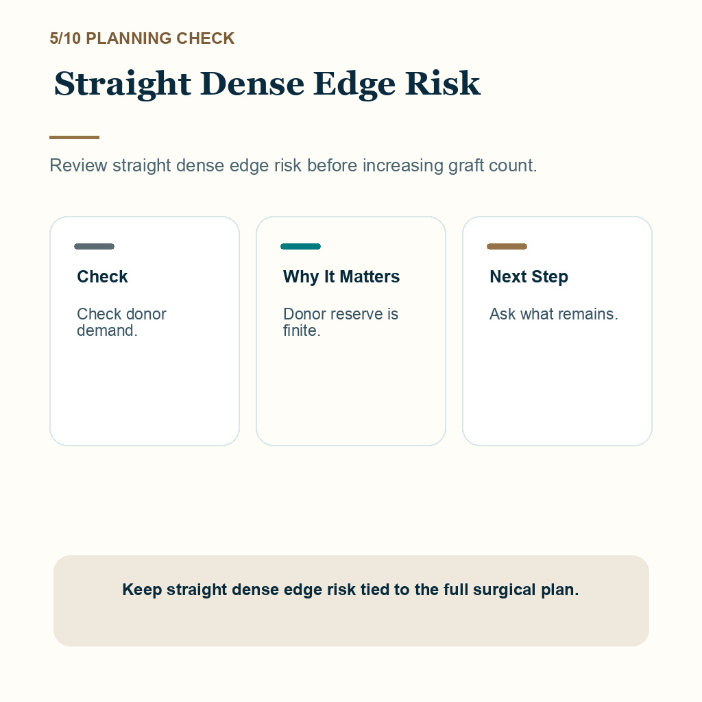 A Transplanted Hairline That Is Too Low support slide 5 about straight dense edge risk
