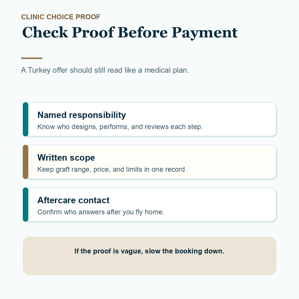 Diamond Hair Clinic support card showing proof checks before paying for a Turkey hair transplant