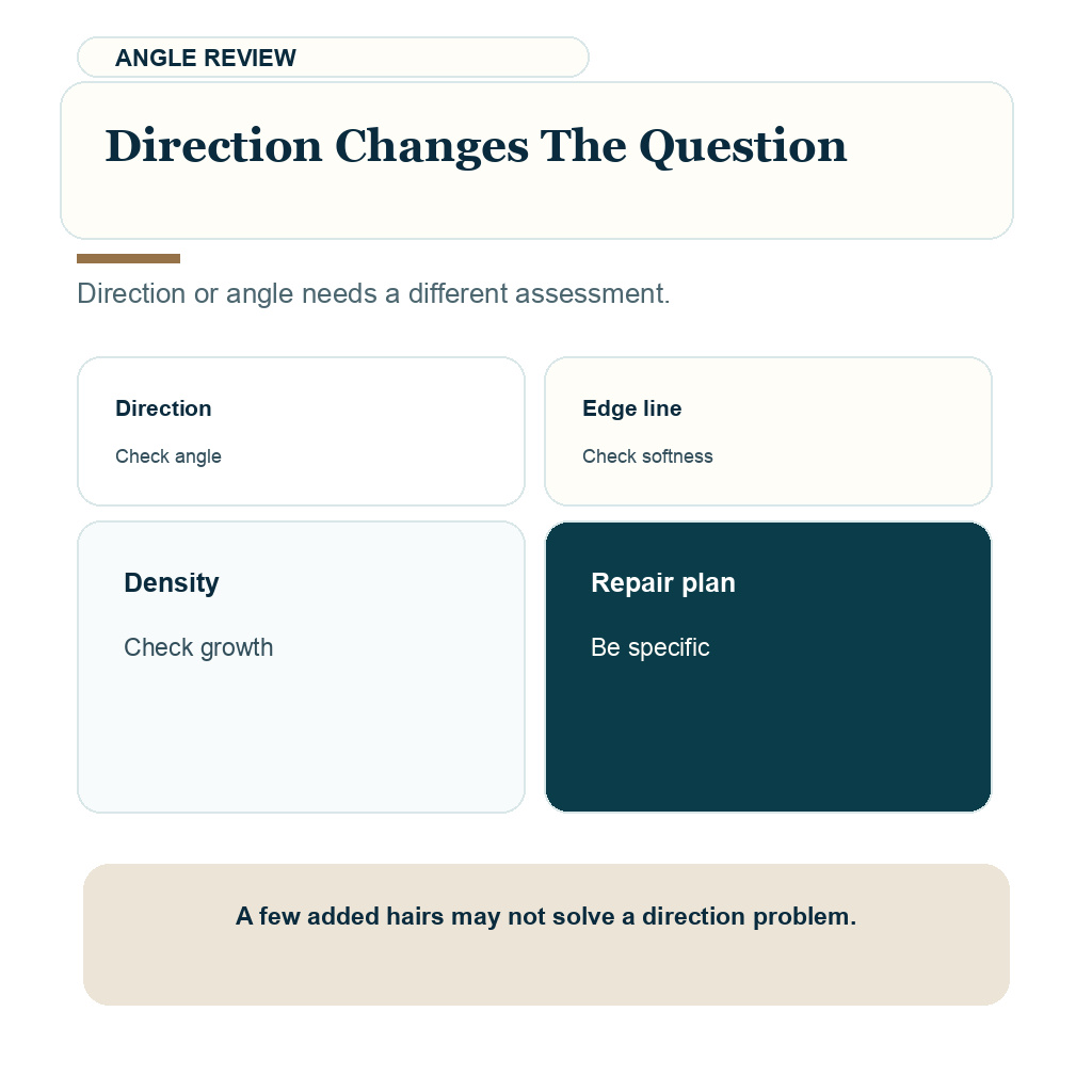 Uneven hairline after hair transplant carousel slide 8 about direction changes the question.