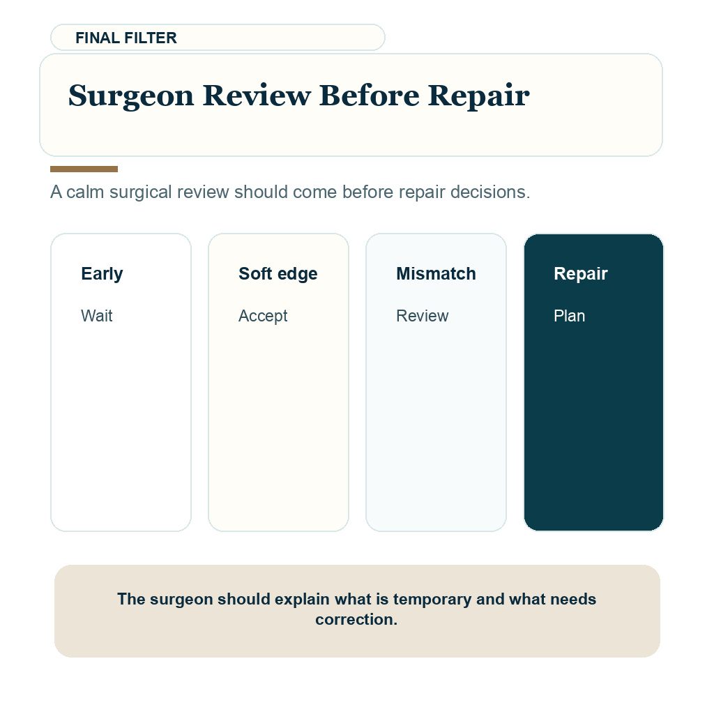 Uneven hairline after hair transplant carousel slide 10 about surgeon review before repair.