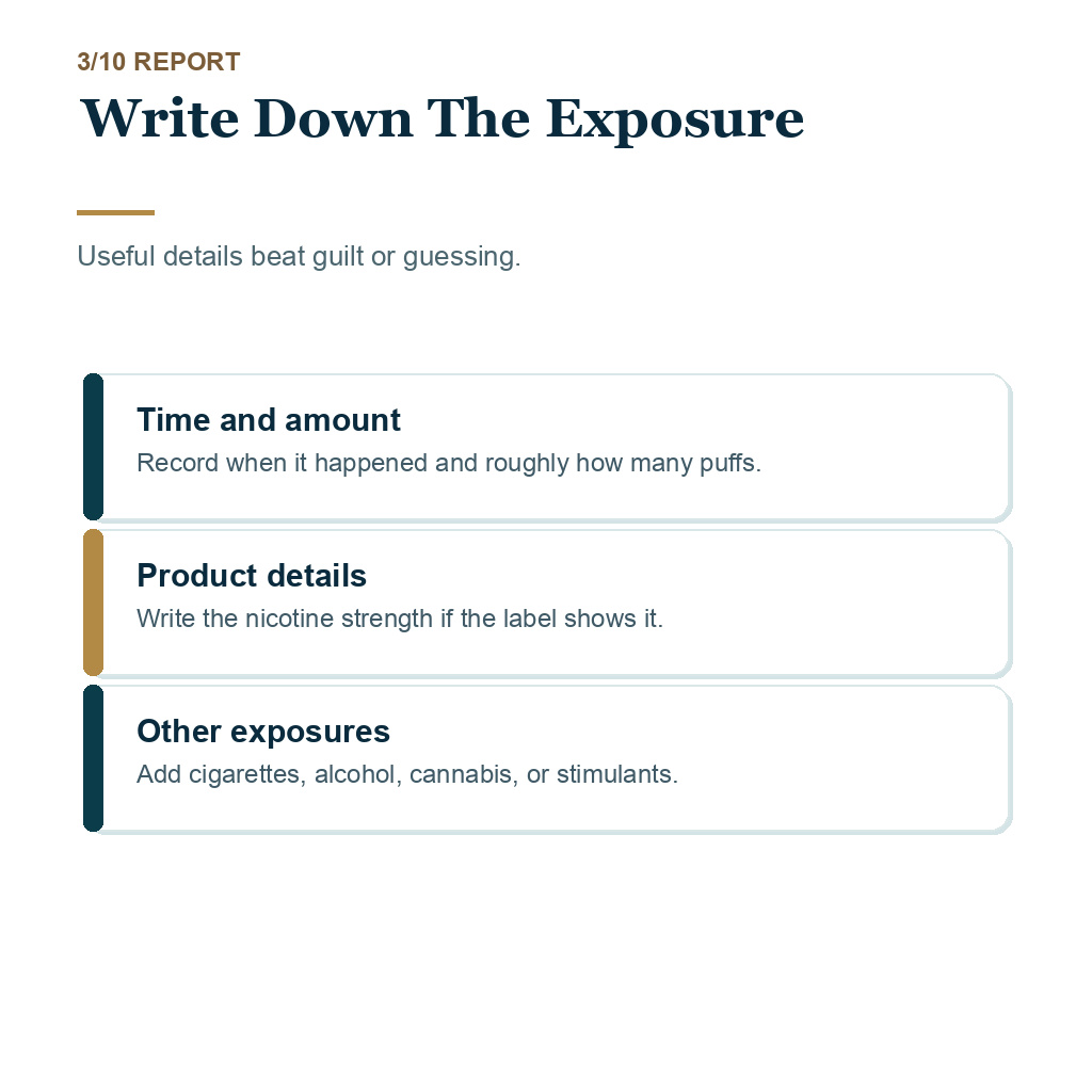 Vaping after FUE slide 3 explaining write down the exposure.