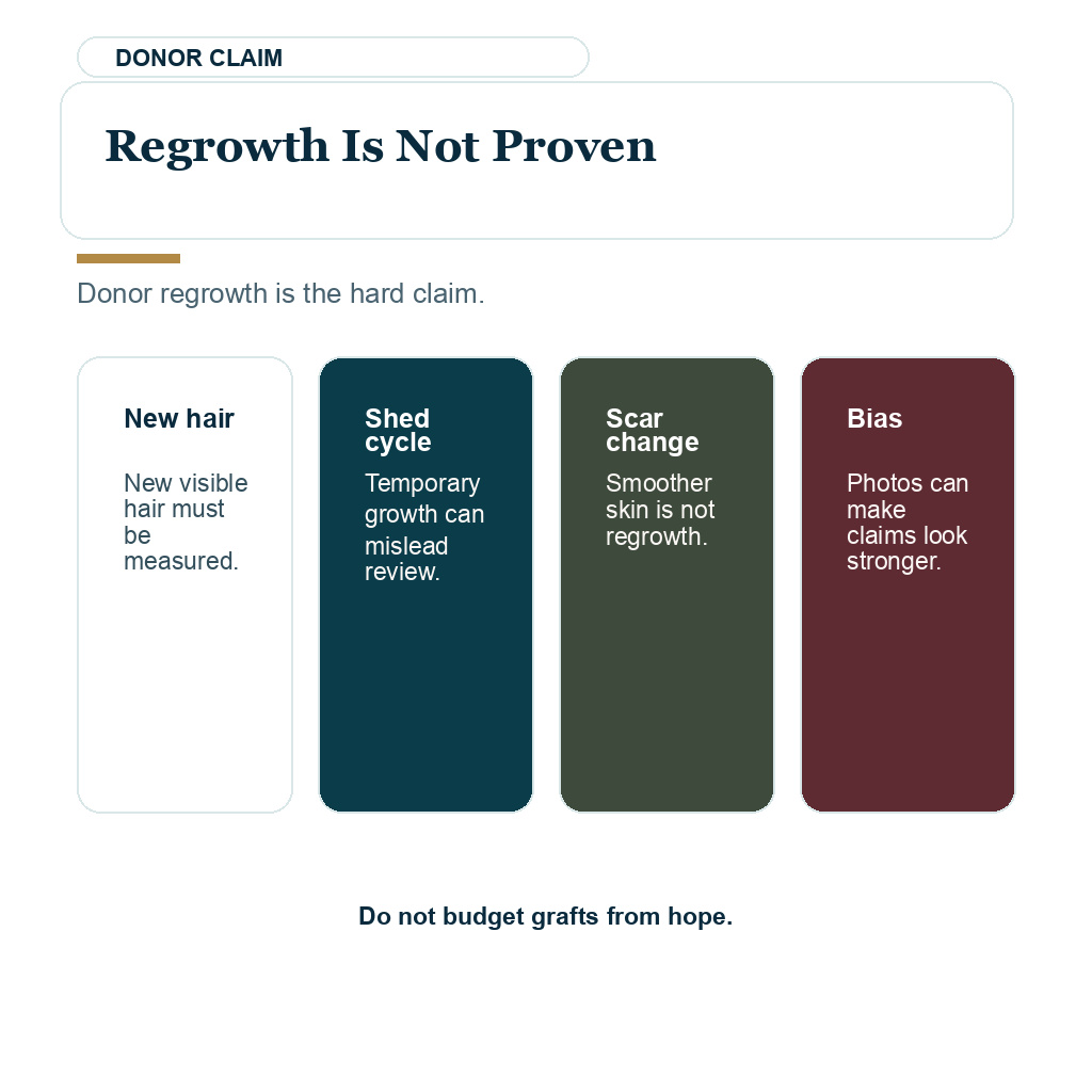 Donor regrowth after verteporfin is not proven enough to change graft budgeting