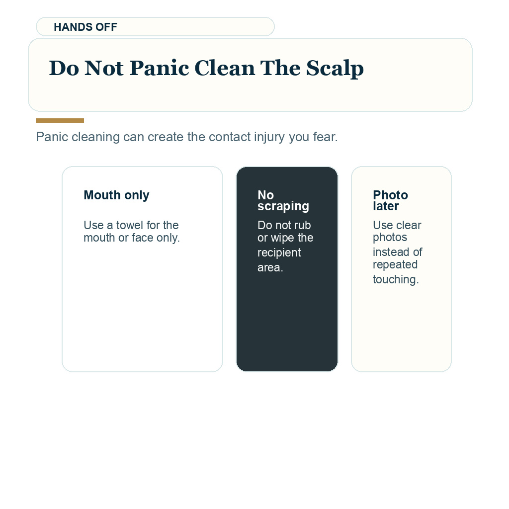 Vomiting after hair transplant support visual about do not panic clean the scalp