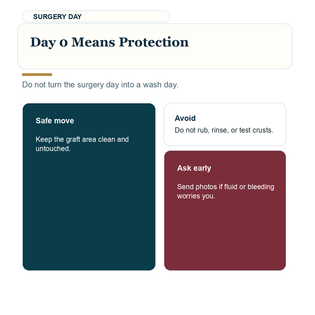 Day 0 washing protection guidance for after hair transplant recovery