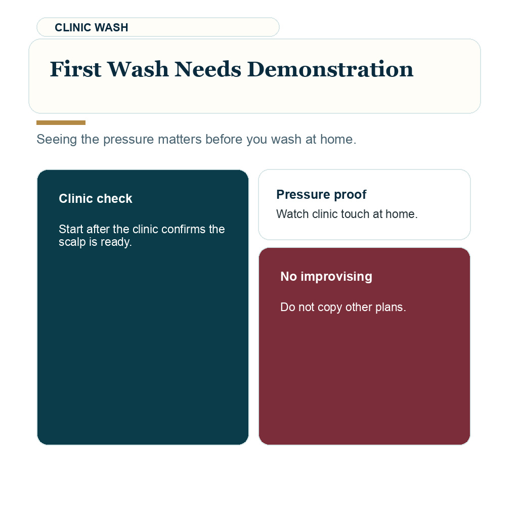 First clinic wash demonstration guidance after hair transplant