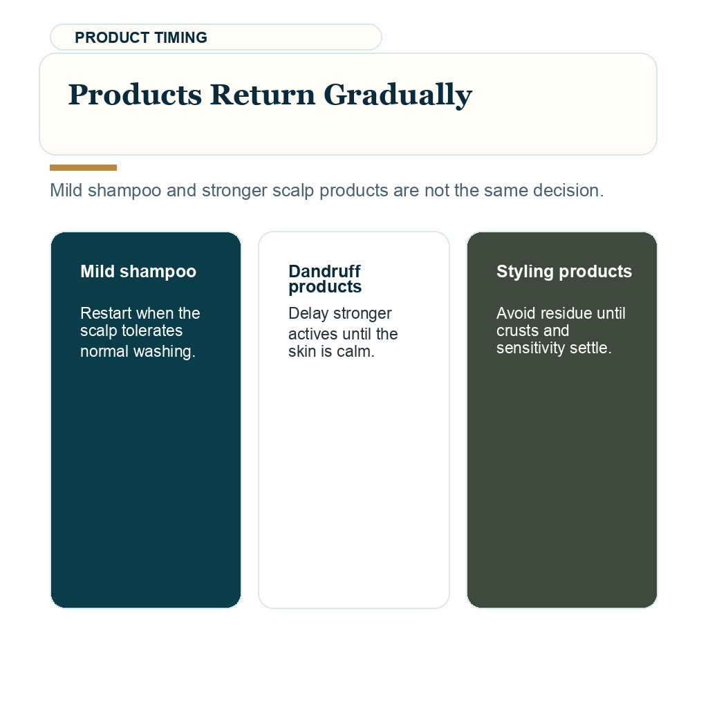 Product timing guidance after hair transplant washing