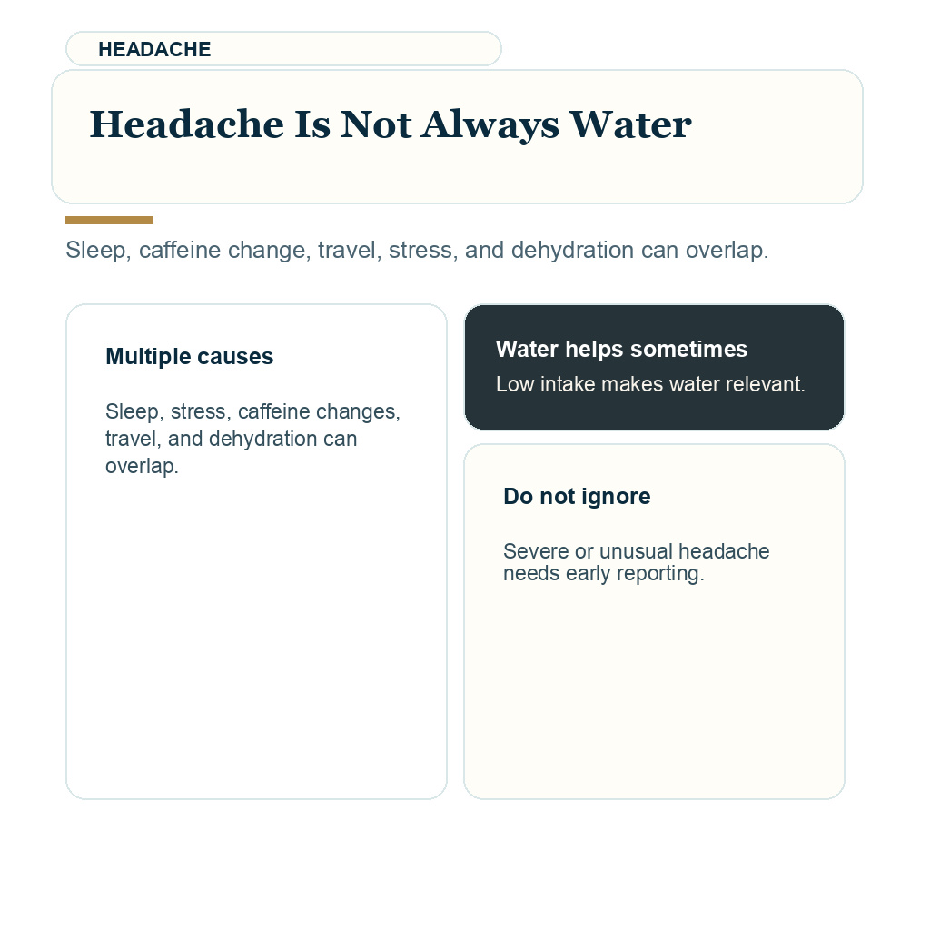 Water and electrolytes after FUE support visual about headache is not always water