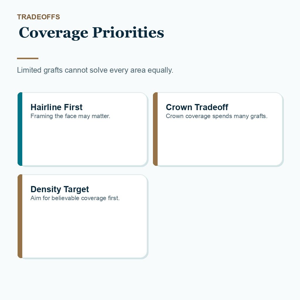 Weak Donor Area Hair Transplant Planning slide 2 showing coverage priorities