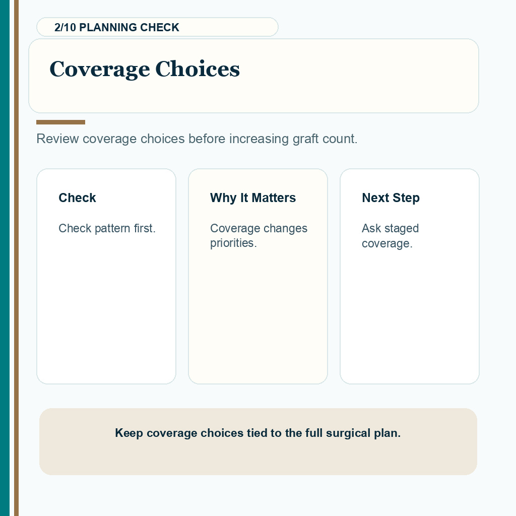Weak Donor Area Hair Transplant Planning support slide 2 about coverage choices