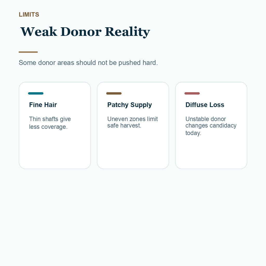 Weak Donor Area Hair Transplant Planning slide 4 showing weak donor reality