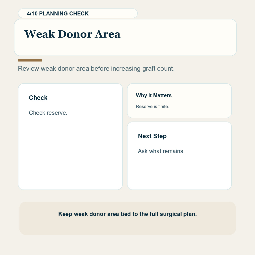 Weak Donor Area Hair Transplant Planning support slide 4 about weak donor area