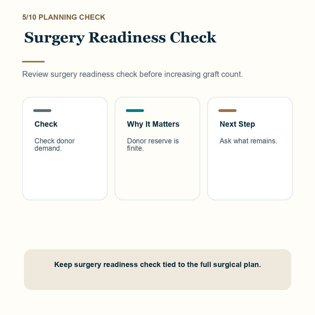 Weak Donor Area Hair Transplant Planning support slide 5 about surgery readiness check