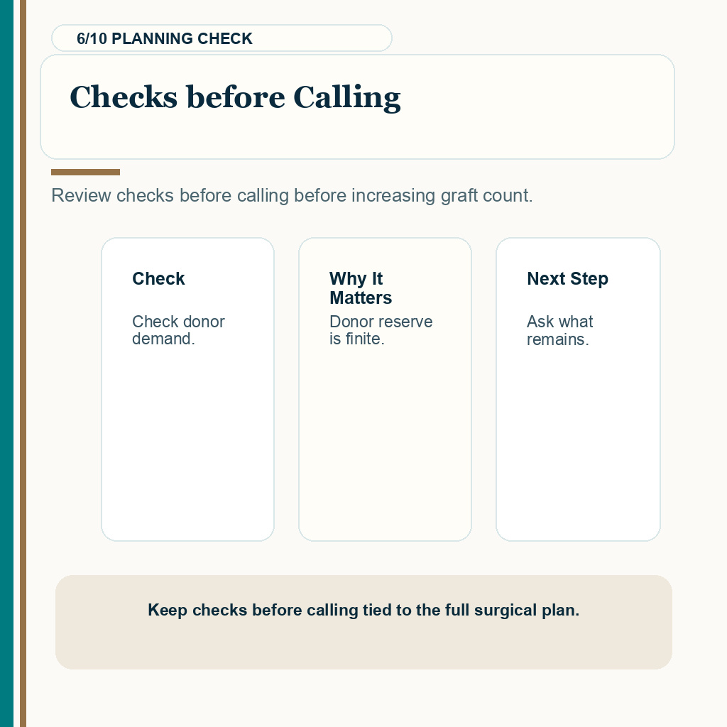Weak Donor Area Hair Transplant Planning support slide 6 about checks before calling