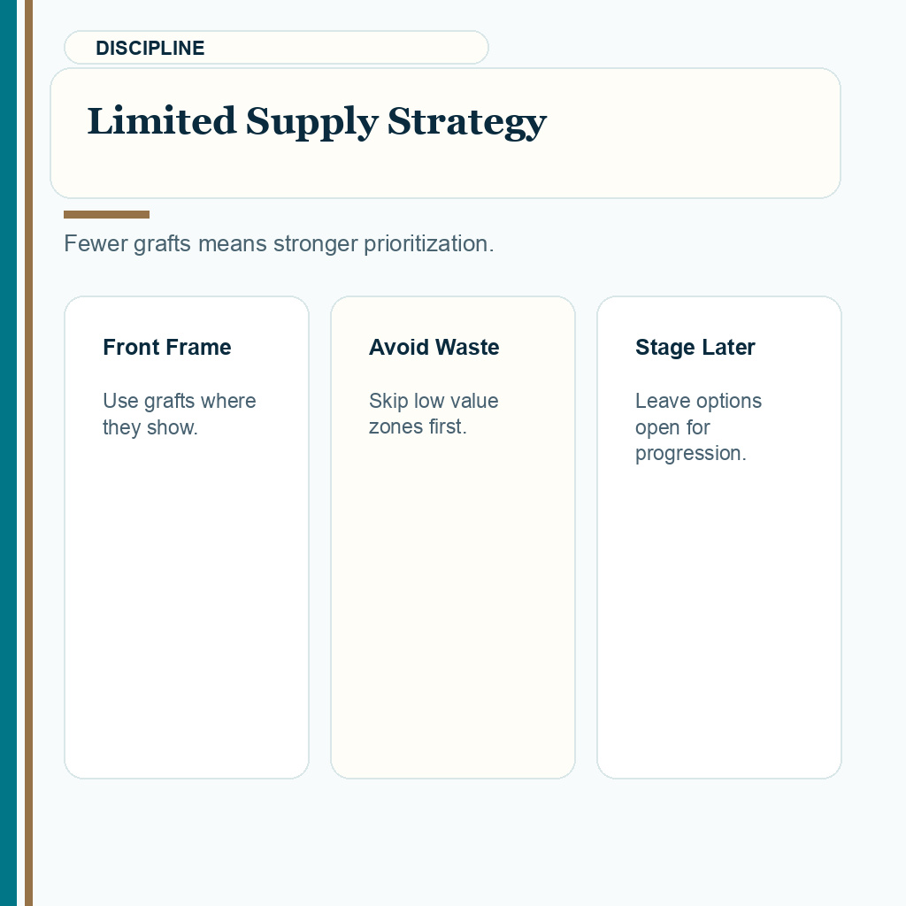 Weak Donor Area Hair Transplant Planning slide 7 showing limited supply strategy