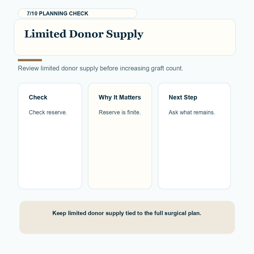Weak Donor Area Hair Transplant Planning support slide 7 about limited donor supply