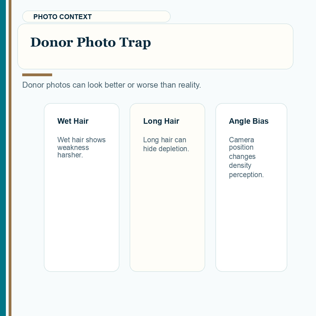 Weak Donor Area Hair Transplant Planning slide 8 showing donor photo trap