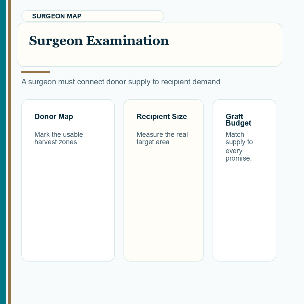 Weak Donor Area Hair Transplant Planning slide 9 showing surgeon examination