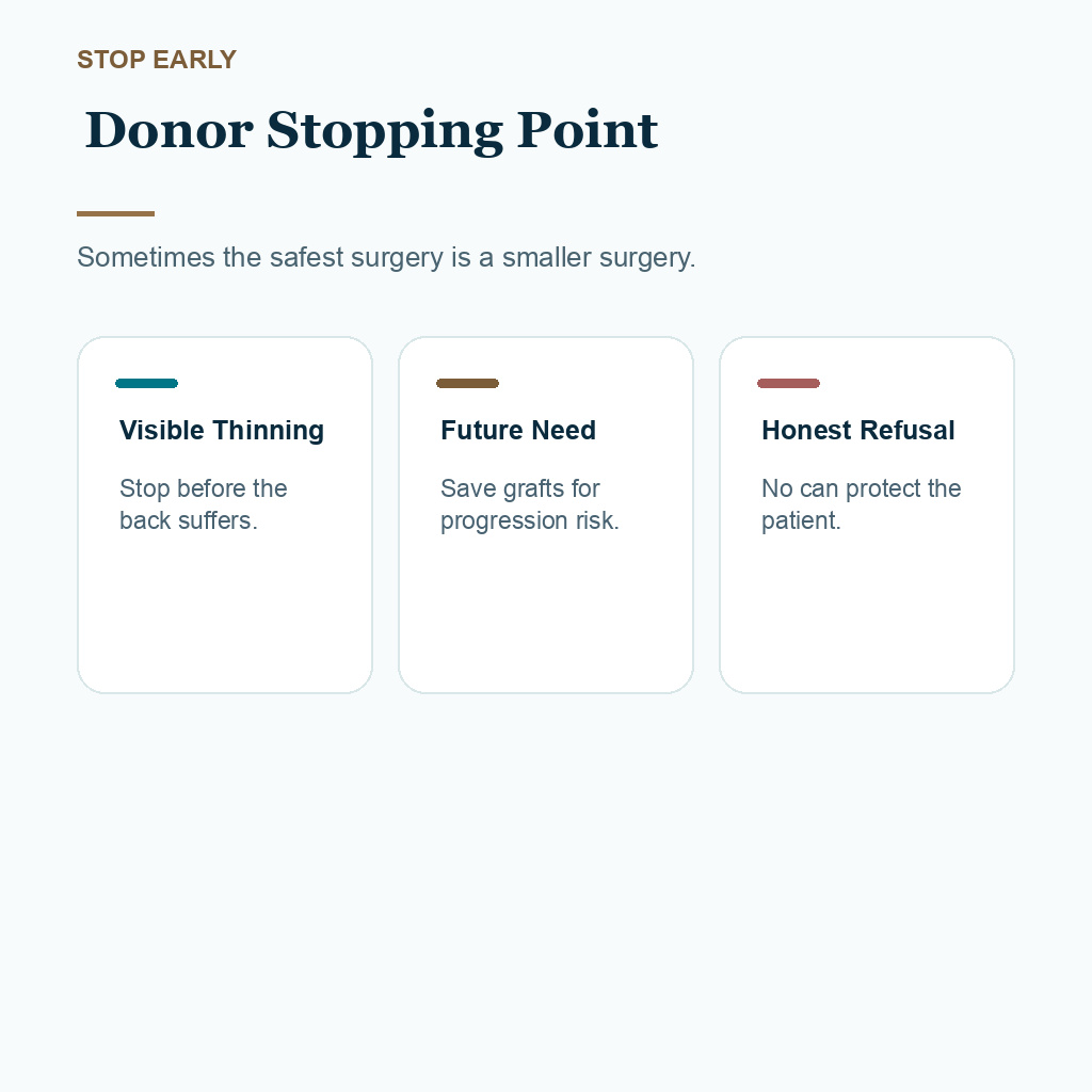 Weak Donor Area Hair Transplant Planning slide 10 showing donor stopping point