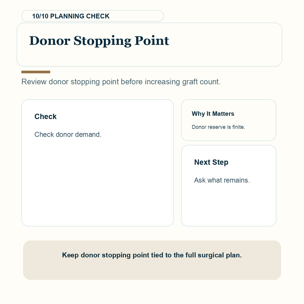 Weak Donor Area Hair Transplant Planning support slide 10 about donor stopping point