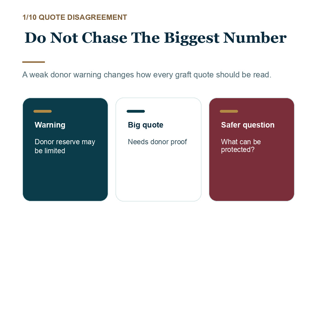 Weak donor high graft quote, do not chase the biggest number.