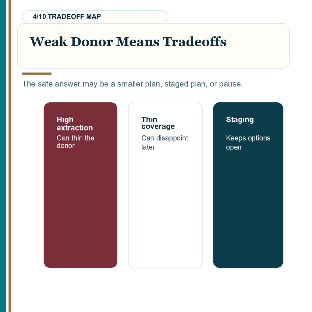 Weak donor high graft quote, weak donor means tradeoffs.