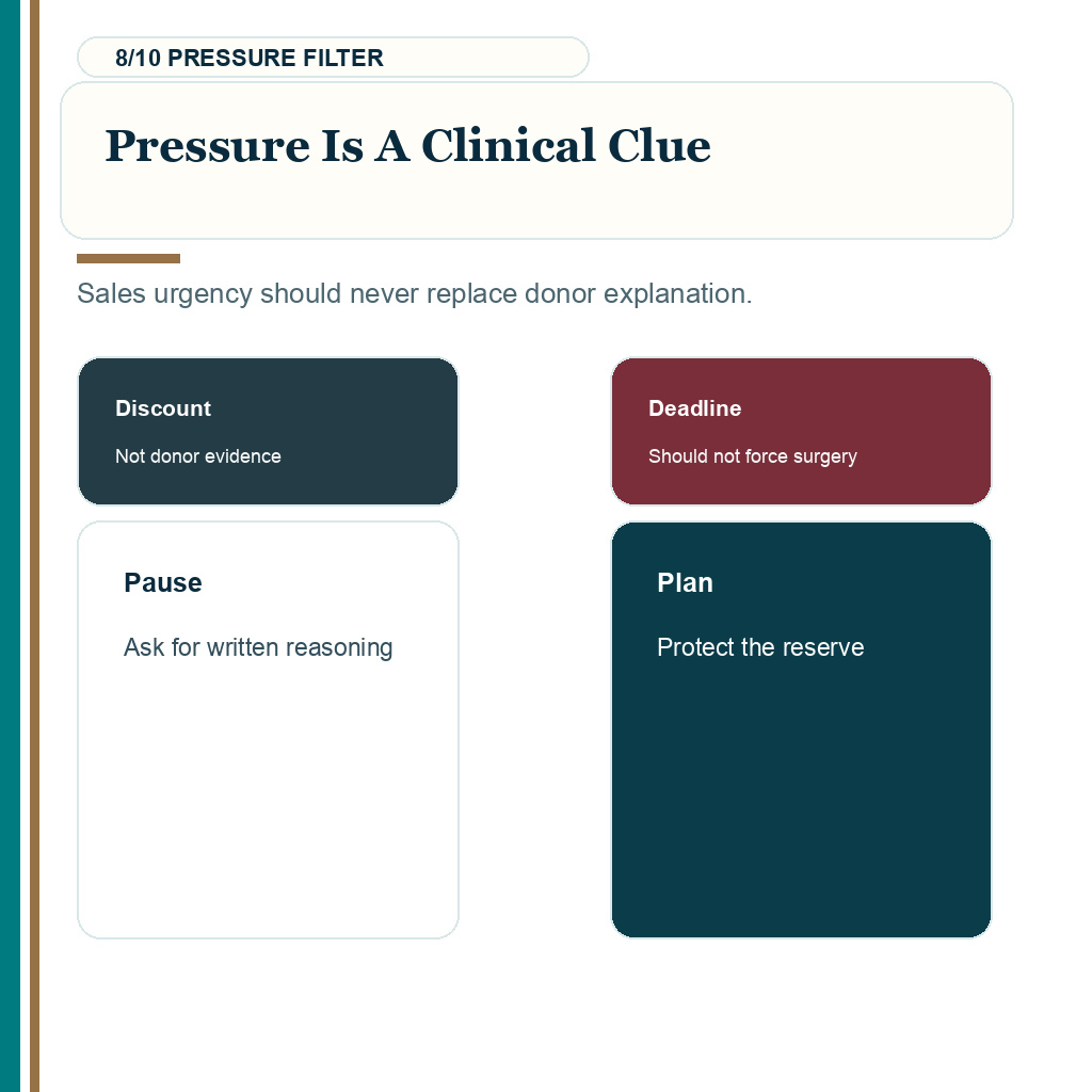 Weak donor high graft quote, pressure is a clinical clue.