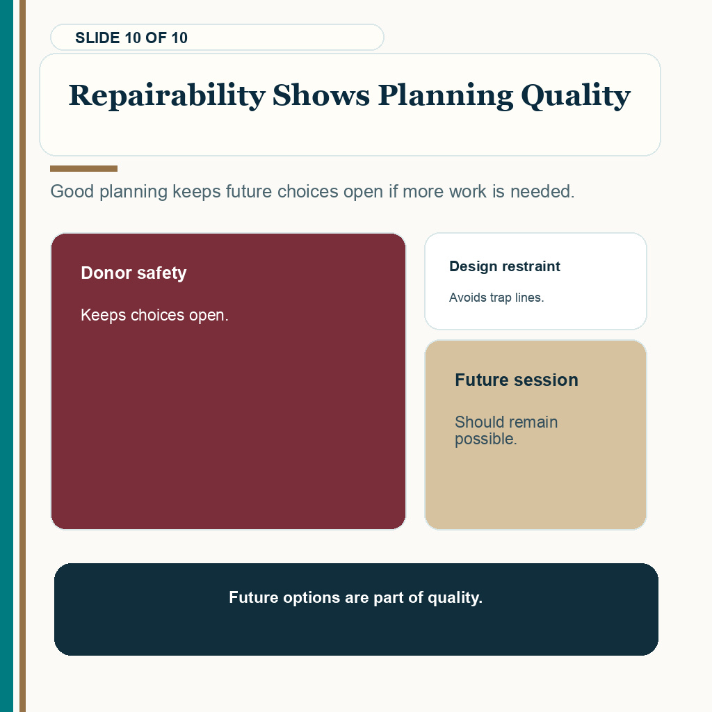 Result review slide about preserving future options when more work may be needed later.