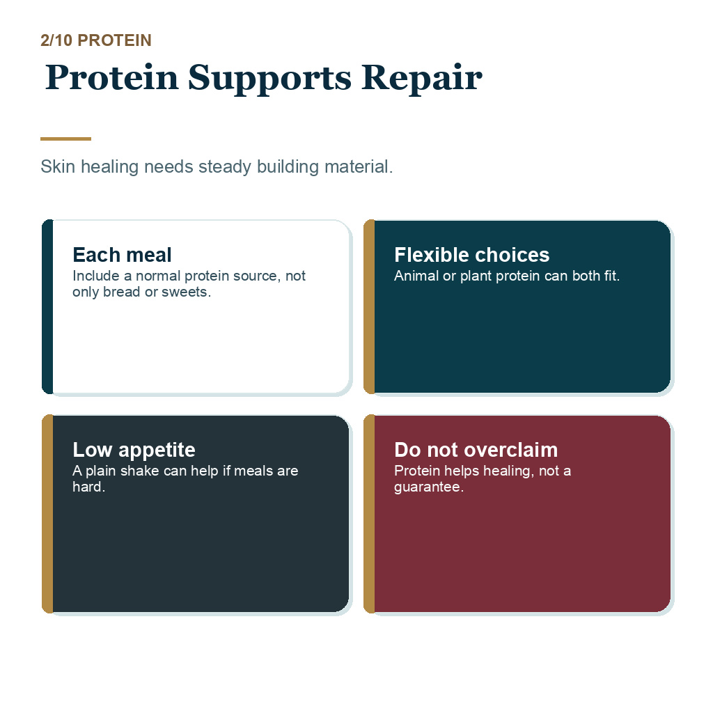 What to eat after hair transplant slide 2 explaining protein supports repair.