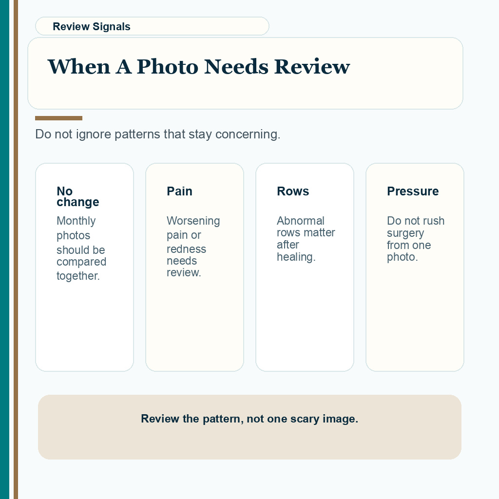 Support card showing when an online hair transplant photo needs review