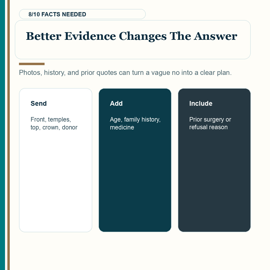 Hair transplant refusal guidance for the evidence needed before the decision is clear.