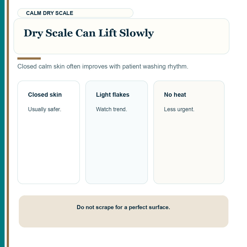 White flakes after hair transplant slide explaining dry scale can lift slowly