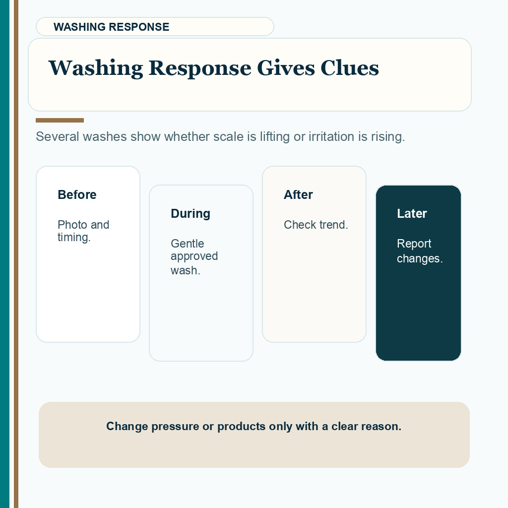 White flakes after hair transplant slide explaining washing response gives clues
