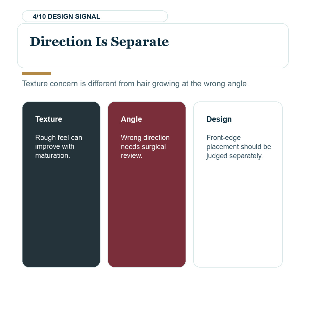 Wiry transplanted hair planning slide 4 about direction is a separate issue.