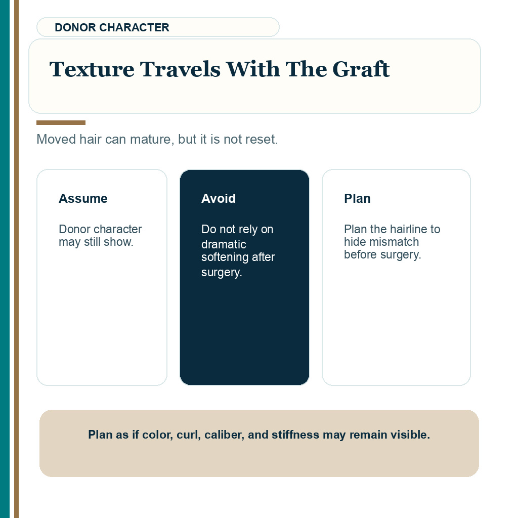 Beard and body hair hairline carousel image explaining texture travels with the graft