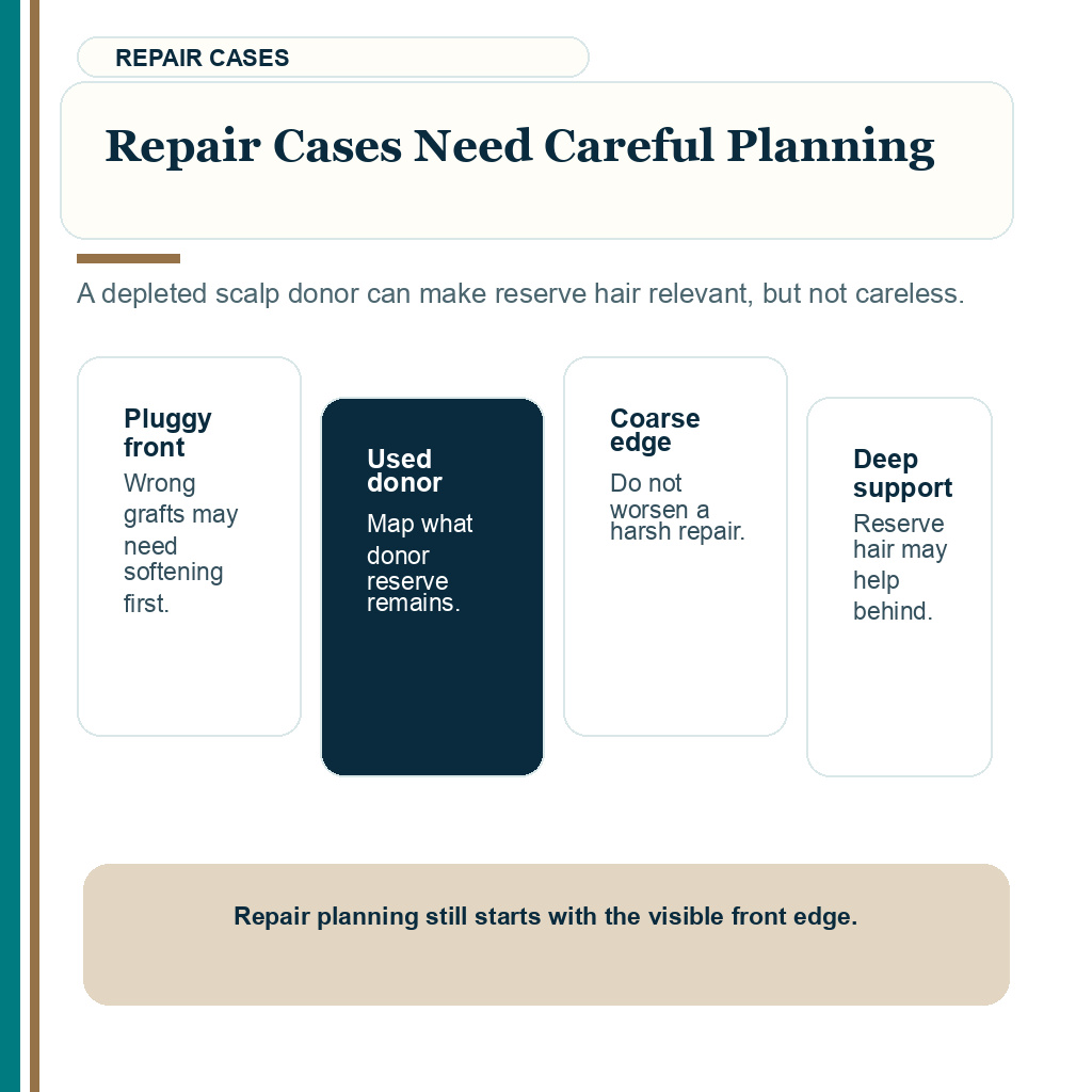 Beard and body hair hairline carousel image explaining repair cases need careful source planning