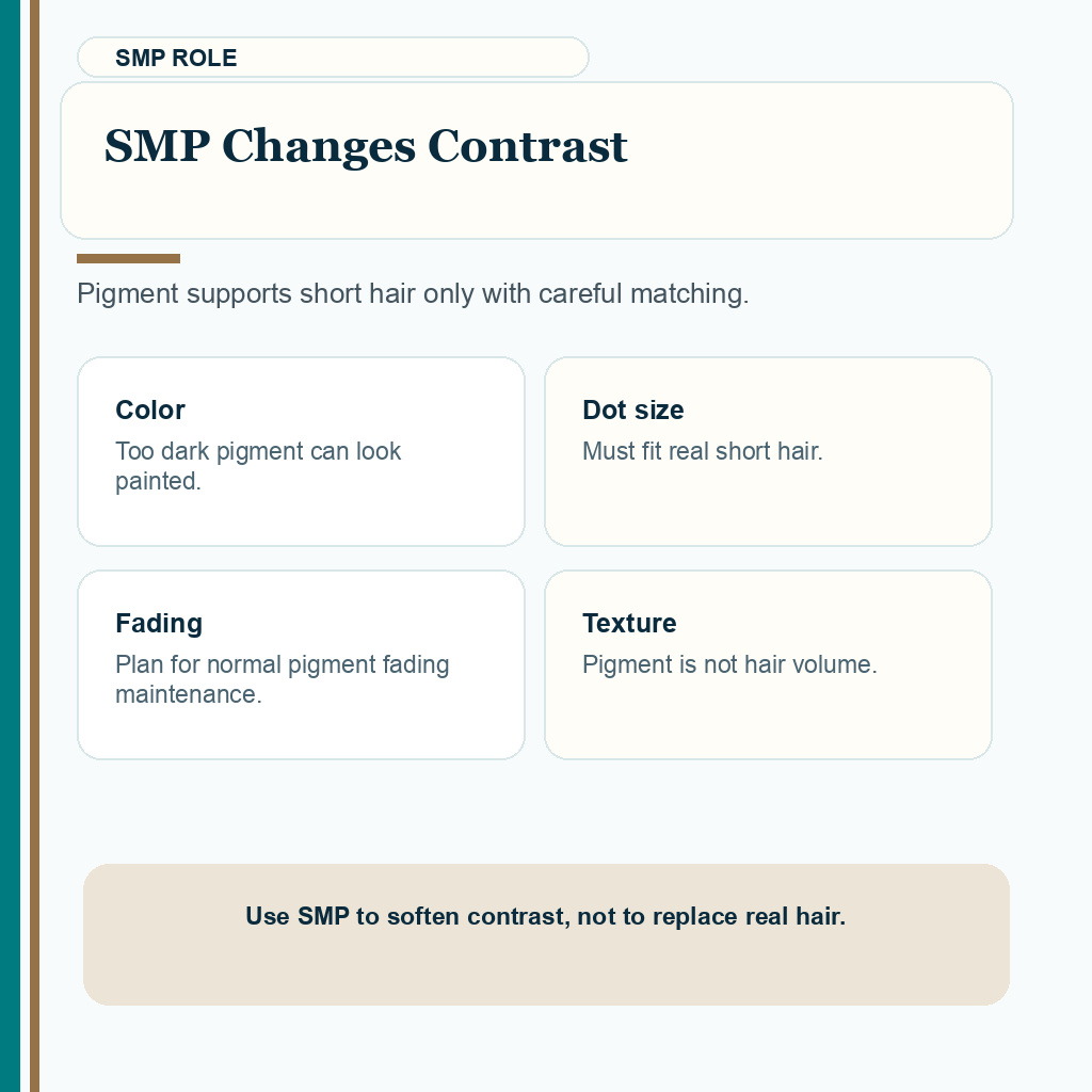 Carousel slide explaining SMP contrast support for short hair