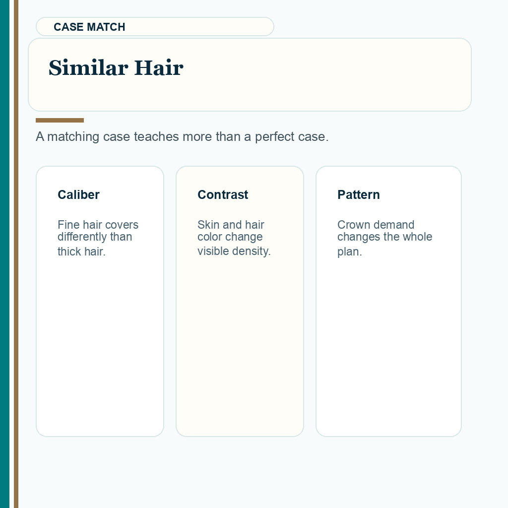 Carousel slide about similar hair before choosing a hair transplant clinic